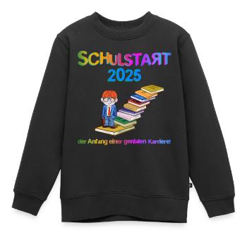 Schulstart 2025 - Kinder Premium Organic Sweatshirt - Schwarz - Vorne - AI Model Kid Female (0cm)