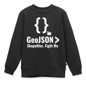GeoJSON Shapefiles GIS Data Format Debate - Kids Premium Organic Sweatshirt - black - Front - AI Model Kid Female (0cm)