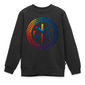 WPAP Polygon Stil - mythischer Runenring - Kinder Premium Organic Sweatshirt - Schwarz - Vorne - AI Model Kid Female (0cm)