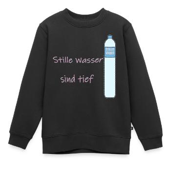 Les eaux calmes sont profondes, jeu de mots drôle - Sweat Premium enfant bio - noir - Devant - AI Model Kid Female (0cm)