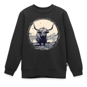Schottisches Hochlandrind - Kinder Premium Organic Sweatshirt - Schwarz - Vorne - AI Model Kid Female (0cm)