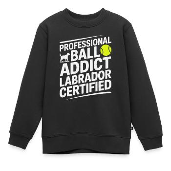 Ball Addict Labrador zertifizierter lustiger Hund - Kinder Premium Organic Sweatshirt - Schwarz - Vorne - AI Model Kid Female (0cm)