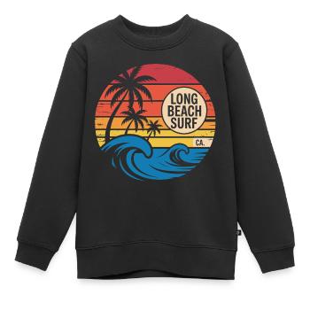 Long Beach, Californie - surf coucher de soleil - Sweat Premium enfant bio - noir - Devant - AI Model Kid Female (0cm)