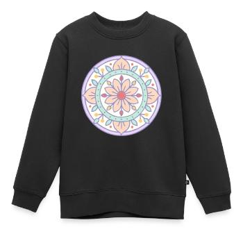 Mandala mit Risographie-Effekt - Kinder Premium Organic Sweatshirt - Schwarz - Vorne - AI Model Kid Female (0cm)