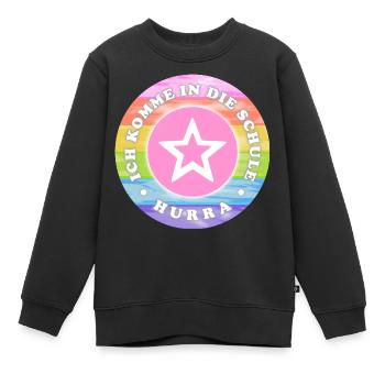Ich komme in die Schule Mädchen Einschulung - Kinder Premium Organic Sweatshirt - Schwarz - Vorne - AI Model Kid Female (0cm)