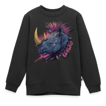 Fantasy Punkrock Nashorn - Kinder Premium Organic Sweatshirt - Schwarz - Vorne - AI Model Kid Female (0cm)