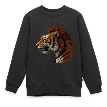 Tigerpunk - Sweat Premium enfant bio - noir - Devant - AI Model Kid Female (0cm)