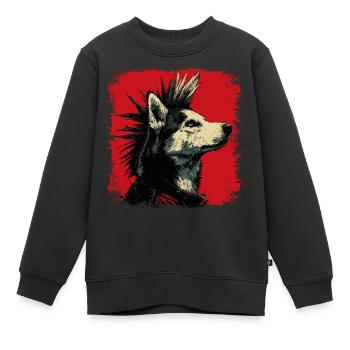 Husky Dog Punk - Kinder Premium Organic Sweatshirt - Schwarz - Vorne - AI Model Kid Female (0cm)