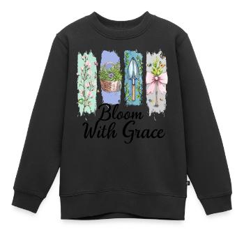 Floraison avec Grace Jardin Fleurs Art - Sweat Premium enfant bio - noir - Devant - AI Model Kid Female (0cm)
