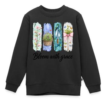 Floraison avec Grace Jardin Fleurs Art - Sweat Premium enfant bio - noir - Devant - AI Model Kid Female (0cm)