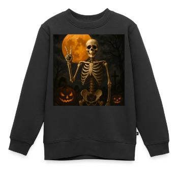 Grusel Skelett Halloween Geschenk - Kinder Premium Organic Sweatshirt - Schwarz - Vorne - AI Model Kid Female (0cm)