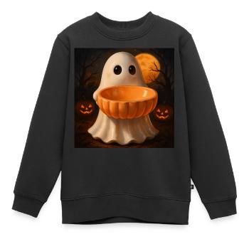 Grusel Halloween Geist Geschenk - Kinder Premium Organic Sweatshirt - Schwarz - Vorne - AI Model Kid Female (0cm)