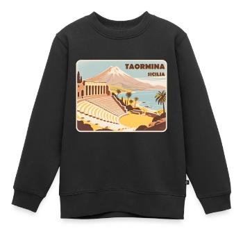 Taormina Sizilien - Kinder Premium Organic Sweatshirt - Schwarz - Vorne - AI Model Kid Female (0cm)
