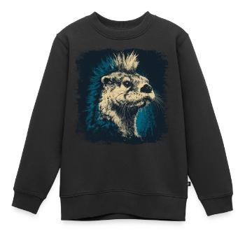 Loutre Punk Rock - Sweat Premium enfant bio - noir - Devant - AI Model Kid Female (0cm)