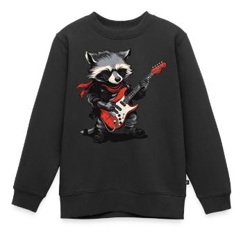 Waschbär Rockmusik - Kinder Premium Organic Sweatshirt - Schwarz - Vorne - AI Model Kid Female (0cm)