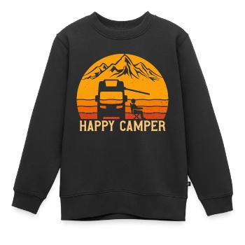 Happy Camper Camper Camping - Sweat Premium enfant bio - noir - Devant - AI Model Kid Female (0cm)