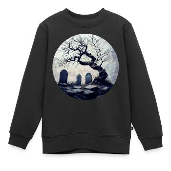 Tombe oubliée avec arbre noueux - Sweat Premium enfant bio - noir - Devant - AI Model Kid Female (0cm)