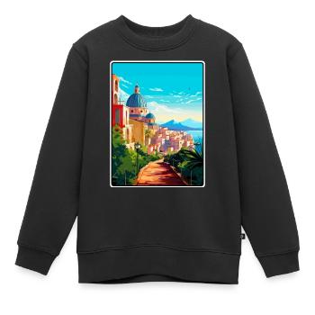 Cagliari Italien Mittelmeer Sonnenaufgang Reiseposter - Kinder Premium Organic Sweatshirt - Schwarz - Vorne - AI Model Kid Female (0cm)