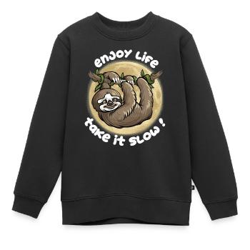 Gehen Sie es langsam an! - Kinder Premium Organic Sweatshirt - Schwarz - Vorne - AI Model Kid Female (0cm)