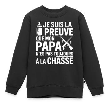 T-shirt humoristique bébé – Papa pas toujours - Sweat Premium enfant bio - noir - Devant - AI Model Kid Female (0cm)