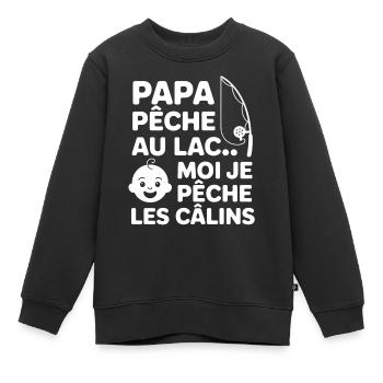 Dad Fishing at the Lake Humorous - Kids Premium Organic Sweatshirt - black - Front - AI Model Kid Female (0cm)