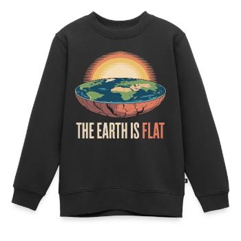 Die Erde ist eine Scheibe Humorvolle Theorie - Kinder Premium Organic Sweatshirt - Schwarz - Vorne - AI Model Kid Female (0cm)