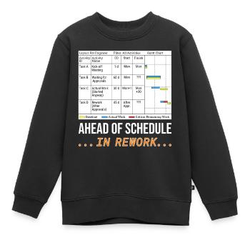 En avance sur le calendrier... En rework (Funny Gantt Chart) - Sweat Premium enfant bio - noir - Devant - AI Model Kid Female (0cm)