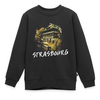 Typical facades of Strasbourg – Illustration - Kids Premium Organic Sweatshirt - black - Front - AI Model Kid Female (0cm)