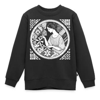 Quilten Design – Kreativität & Handarbeit - Kinder Premium Organic Sweatshirt - Schwarz - Vorne - AI Model Kid Female (0cm)