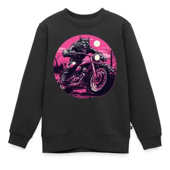 Werwolf auf Motorrad Neonpink - Kinder Premium Organic Sweatshirt - Schwarz - Vorne - AI Model Kid Female (0cm)