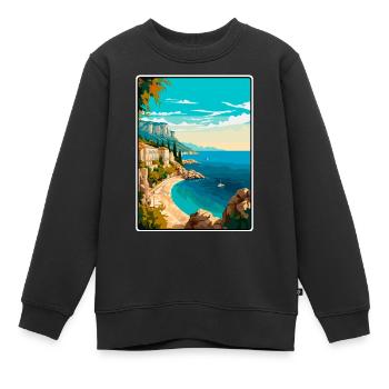 Makarska, Croatie, Falaise, Côte méditerranéenne - Sweat Premium enfant bio - noir - Devant - AI Model Kid Female (0cm)