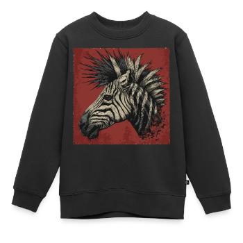 Punk Rock Zèbre - Sweat Premium enfant bio - noir - Devant - AI Model Kid Female (0cm)