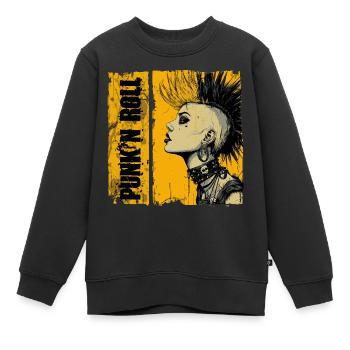 Fille Punk’n Roll - Sweat Premium enfant bio - noir - Devant - AI Model Kid Female (0cm)