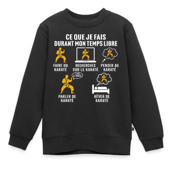 In meiner Freizeit mache ich Karate - Kinder Premium Organic Sweatshirt - Schwarz - Vorne - AI Model Kid Female (0cm)