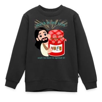 Jésus est ma confiture Humour chrétien - Sweat Premium enfant bio - noir - Devant - AI Model Kid Female (0cm)