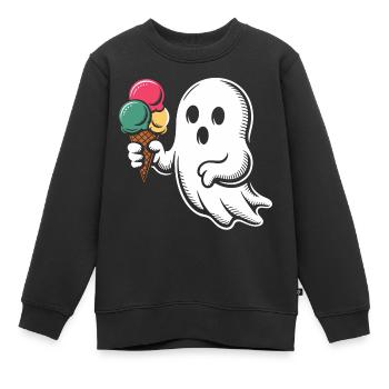 Geist mit Eiscreme Popart - Kinder Premium Organic Sweatshirt - Schwarz - Vorne - AI Model Kid Female (0cm)