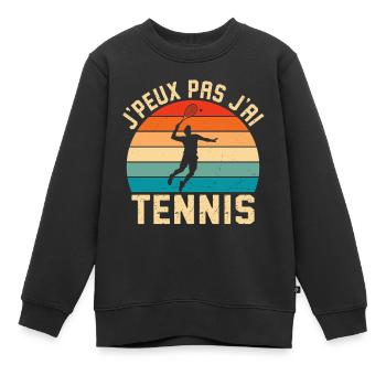 Ich kann nicht Ich habe Tennis Idee Tennisspieler - Kinder Premium Organic Sweatshirt - Schwarz - Vorne - AI Model Kid Female (0cm)