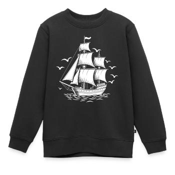 Sailing Segelschiff Maritim Ahoi - Kinder Premium Organic Sweatshirt - Schwarz - Vorne - AI Model Kid Female (0cm)