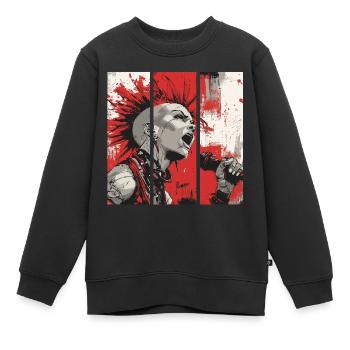 Punk Rebellion – Chanteur avec mohawk - Sweat Premium enfant bio - noir - Devant - AI Model Kid Female (0cm)