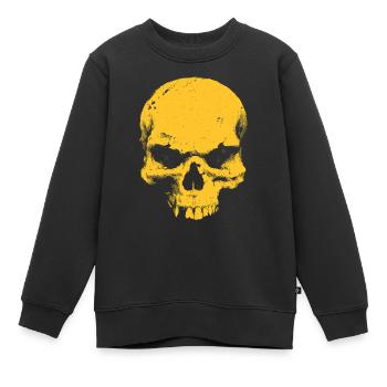 Gelber Totenkopf Kontrast - Kinder Premium Organic Sweatshirt - Schwarz - Vorne - AI Model Kid Female (0cm)