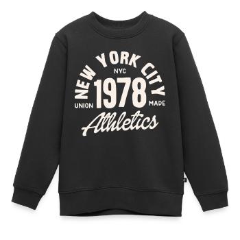 Athlétisme rétro NYC 1978 - Sweat Premium enfant bio - noir - Devant - AI Model Kid Female (0cm)
