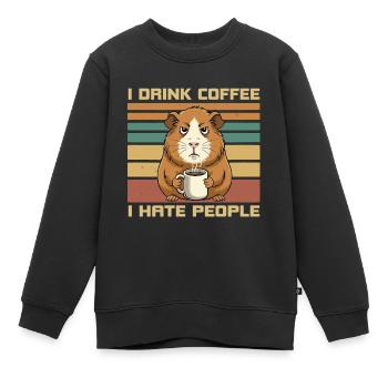 Zitat des grummeligen Meerschweinchen-Kaffees - Kinder Premium Organic Sweatshirt - Schwarz - Vorne - AI Model Kid Female (0cm)