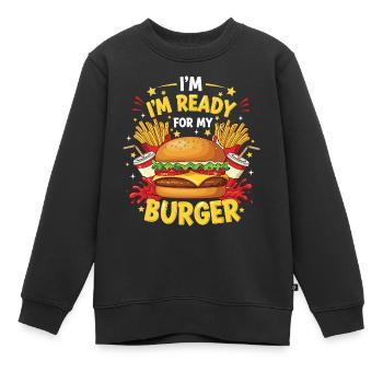 Burger Hamburger - Sweat Premium enfant bio - noir - Devant - AI Model Kid Female (0cm)