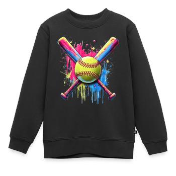 Softball - Kinder Premium Organic Sweatshirt - Schwarz - Vorne - AI Model Kid Female (0cm)