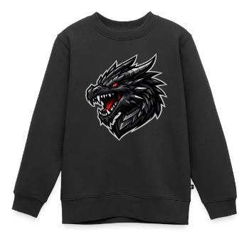 Tête de dragon aux yeux rouges - Sweat Premium enfant bio - noir - Devant - AI Model Kid Female (0cm)