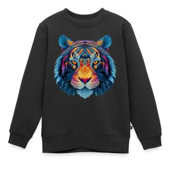 Tiger Head - Kids Premium Organic Sweatshirt - black - Front - AI Model Kid Female (0cm)