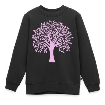 Silhouette à motif d’arbre jumbo violet - Sweat Premium enfant bio - noir - Devant - AI Model Kid Female (0cm)