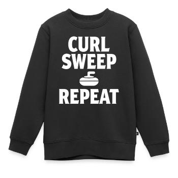 Curl Sweep Repeat Curling Sport Eissport - Kinder Premium Organic Sweatshirt - Schwarz - Vorne - AI Model Kid Female (0cm)