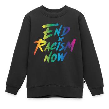 End Racism Now - Kids Premium Organic Sweatshirt - black - Front - AI Model Kid Female (0cm)