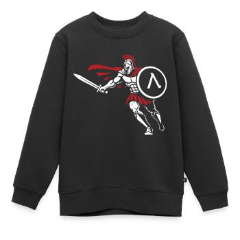 Spartiate Attaque Épée Bouclier Mascotte Spartan - Sweat Premium enfant bio - noir - Devant - AI Model Kid Female (0cm)